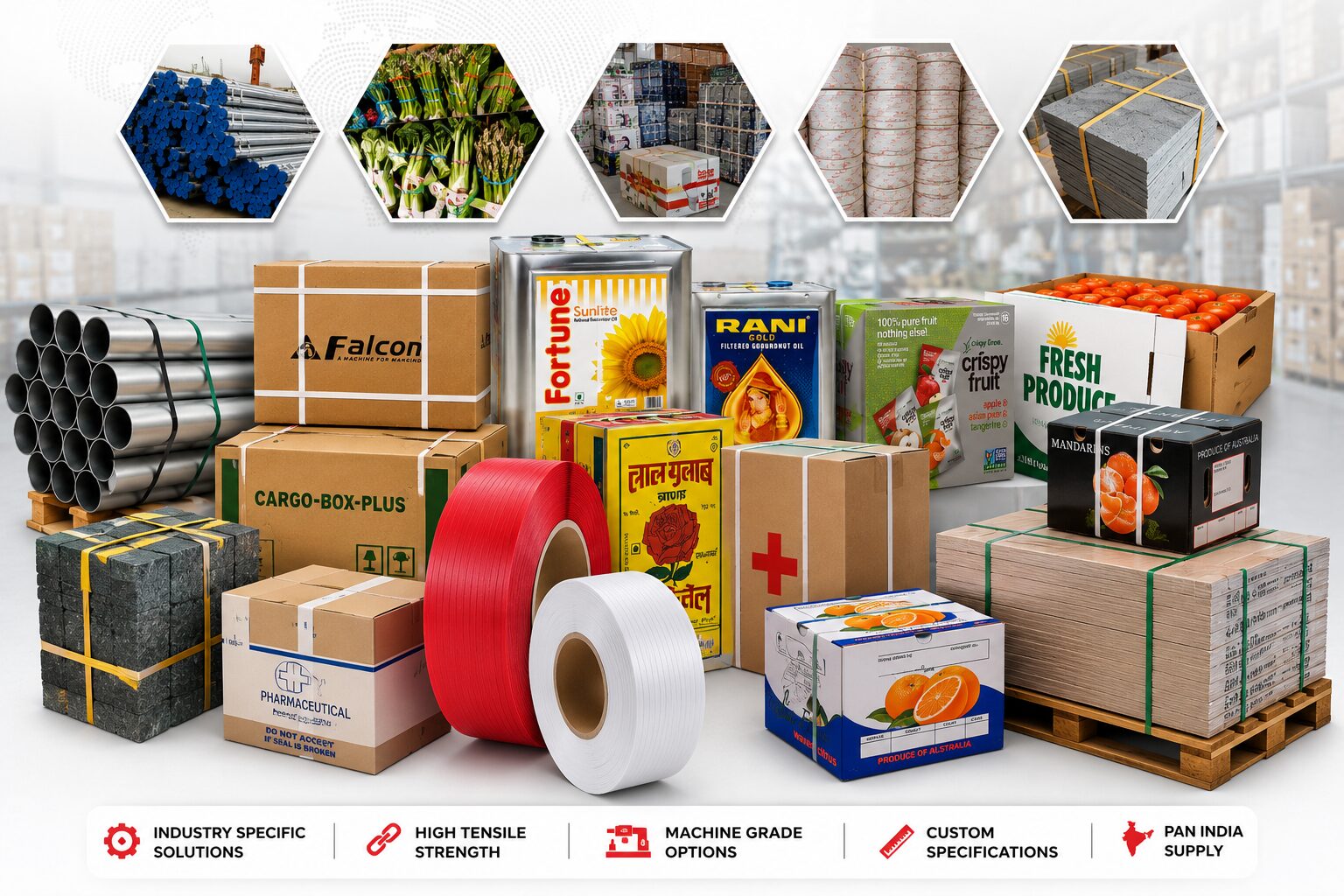 PP strapping solutions for industrial packaging applications by Kromb India